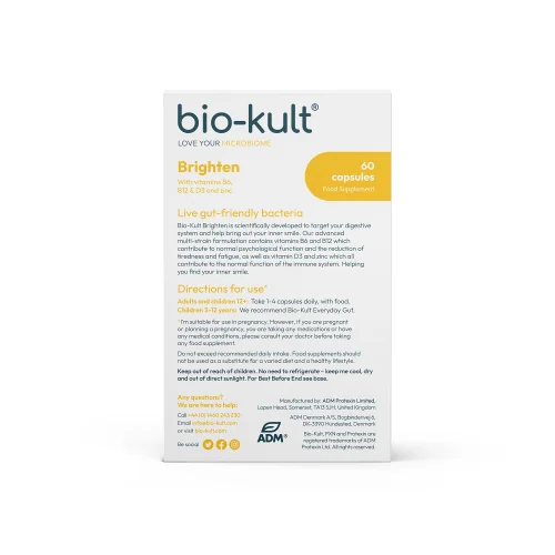 Bio-Kult Brighten, Brain & Gut Health Supplement with Multivitamins & Zinc, 60 Capsules Image 4