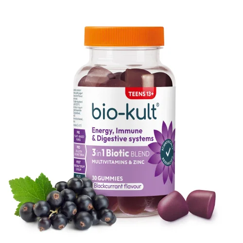 Bio-Kult 3-in-1 Biotic Blend Gummies for Teens, Blackcurrant Flavour Image 1