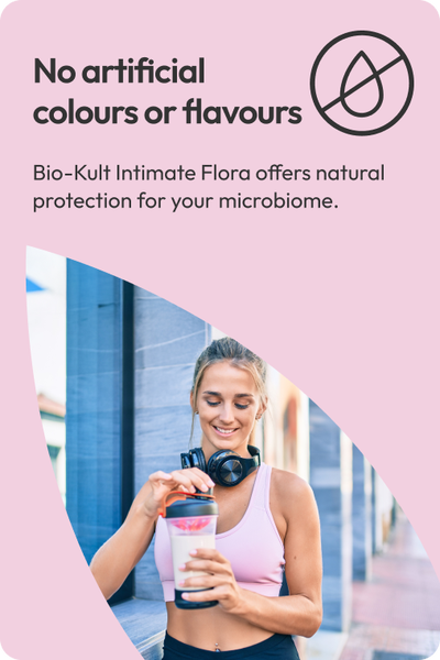 No artificial colours or flavours. Bio-Kult Intimate Flora offers natural protection for your microbiome.